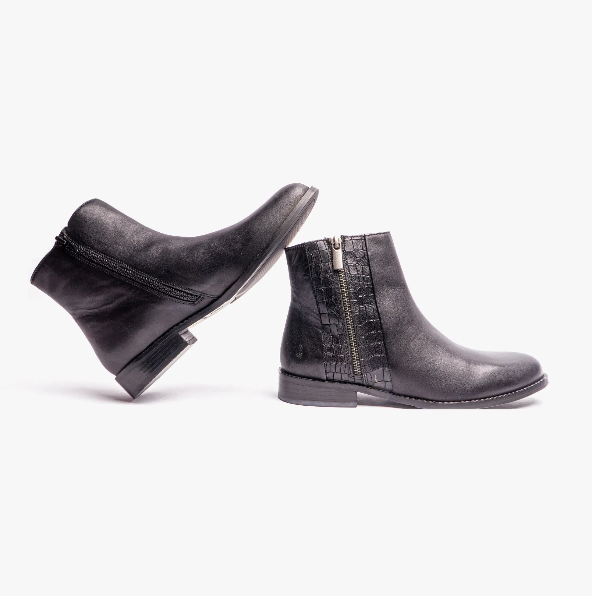 Hush Puppies FRANCES Womens Leather Ankle Boots Black