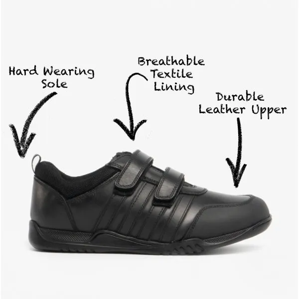 Hush Puppies JOSH Boys School Shoes Black