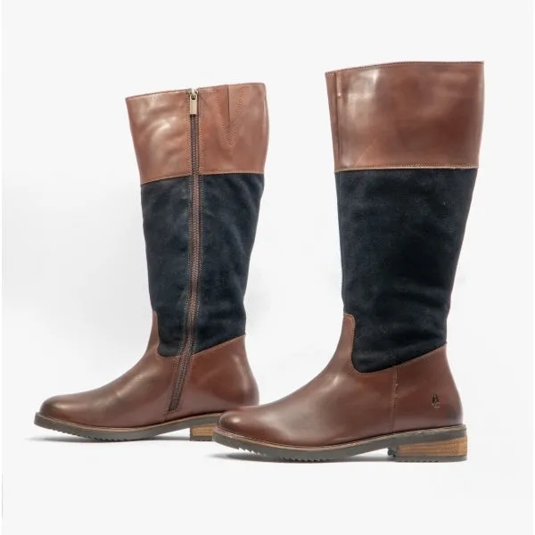 Hush Puppies KITTY Womens Leather Boots Brown/Navy