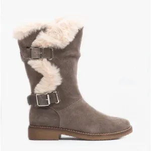 Hush Puppies MEGAN Womens Suede Mid-Calf Boots Grey