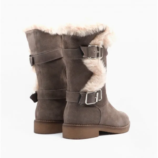 Hush Puppies MEGAN Womens Suede Mid-Calf Boots Grey