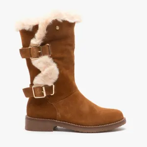 Hush Puppies MEGAN Womens Suede Mid Height Boots Tan