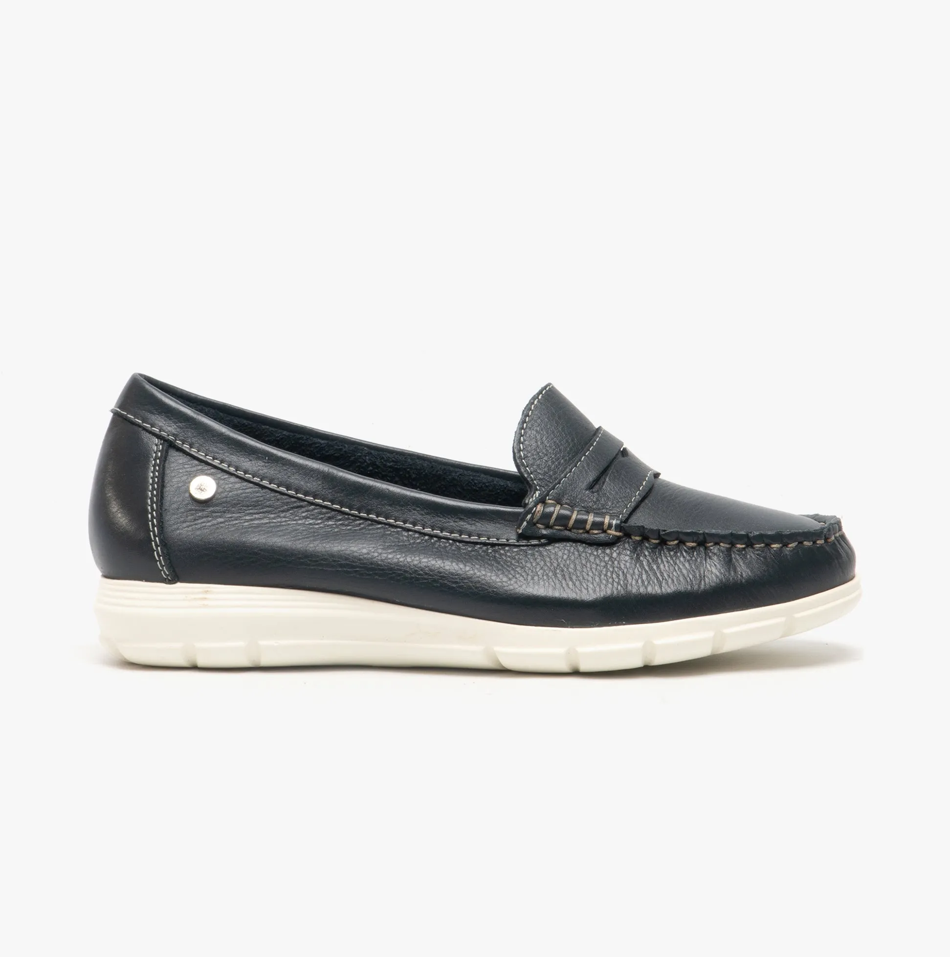 Hush Puppies PAIGE Womens Leather Loafers Navy