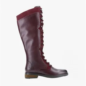 Hush Puppies RUDY Womens Leather Tall Boots Dark Red