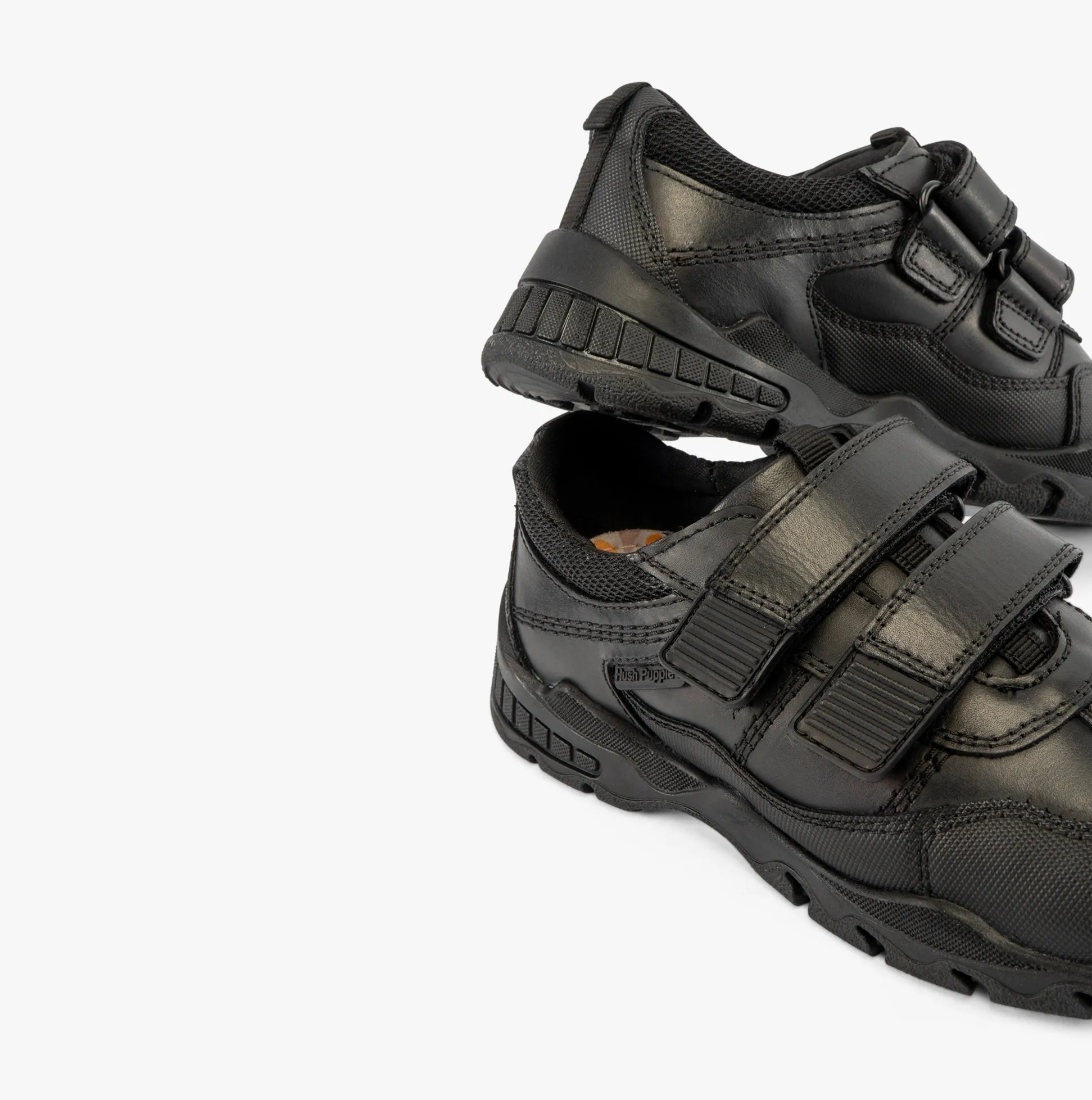 Hush Puppies TROY Boys Leather School Shoes Black