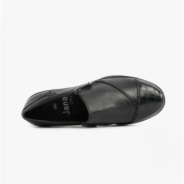 Jana 24660-29-055 Womens Leather Shoes Black Croc
