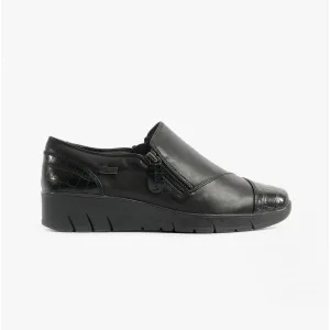 Jana 24660-29-055 Womens Leather Shoes Black Croc