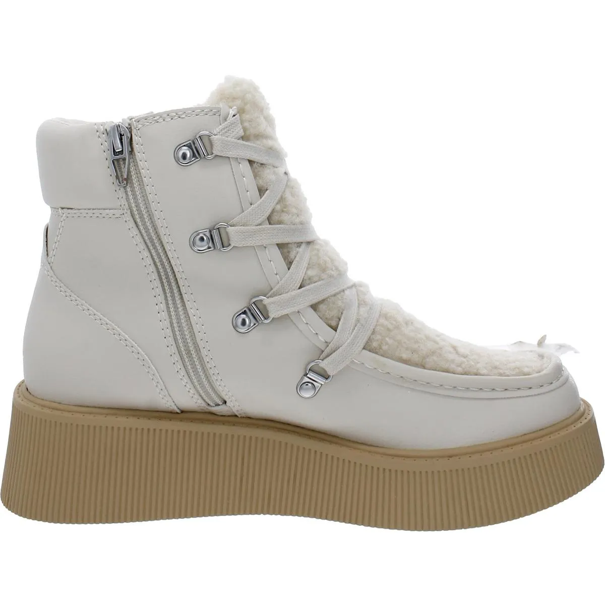 Jasmin Womens Faux Fur Wedge Combat & Lace-up Boots