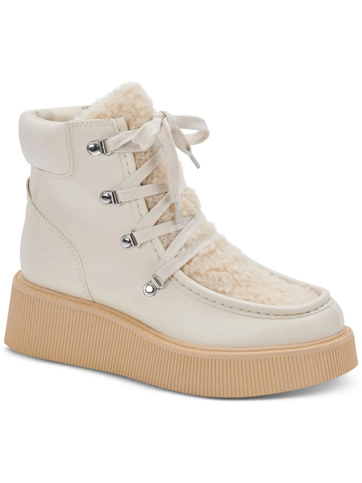 Jasmin Womens Faux Fur Wedge Combat & Lace-up Boots