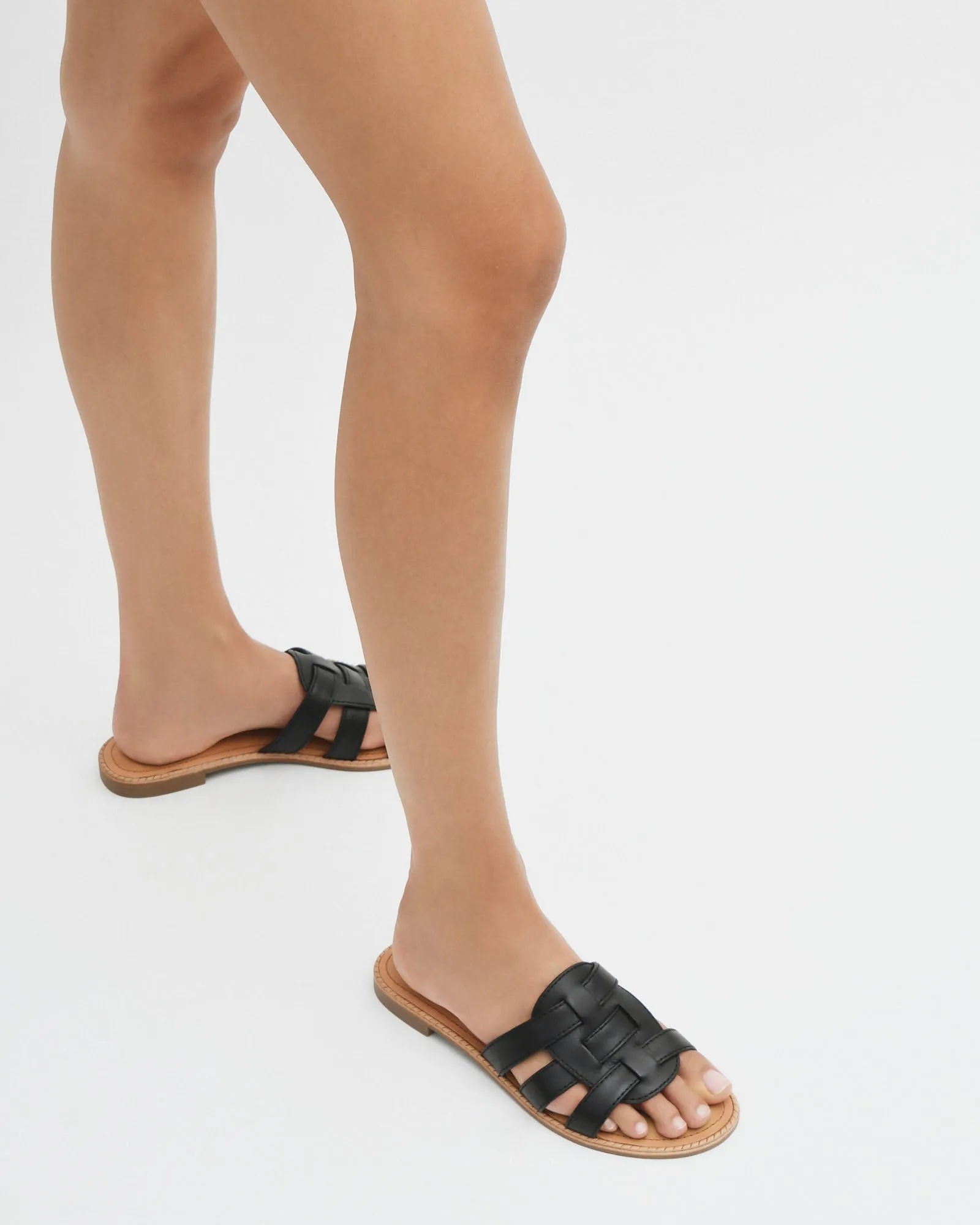 JASPER FLAT SANDALS BLACK LEATHER Jo Mercer