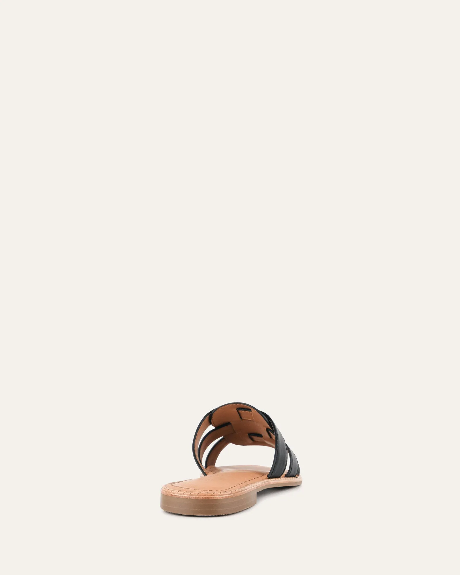 JASPER FLAT SANDALS BLACK LEATHER Jo Mercer
