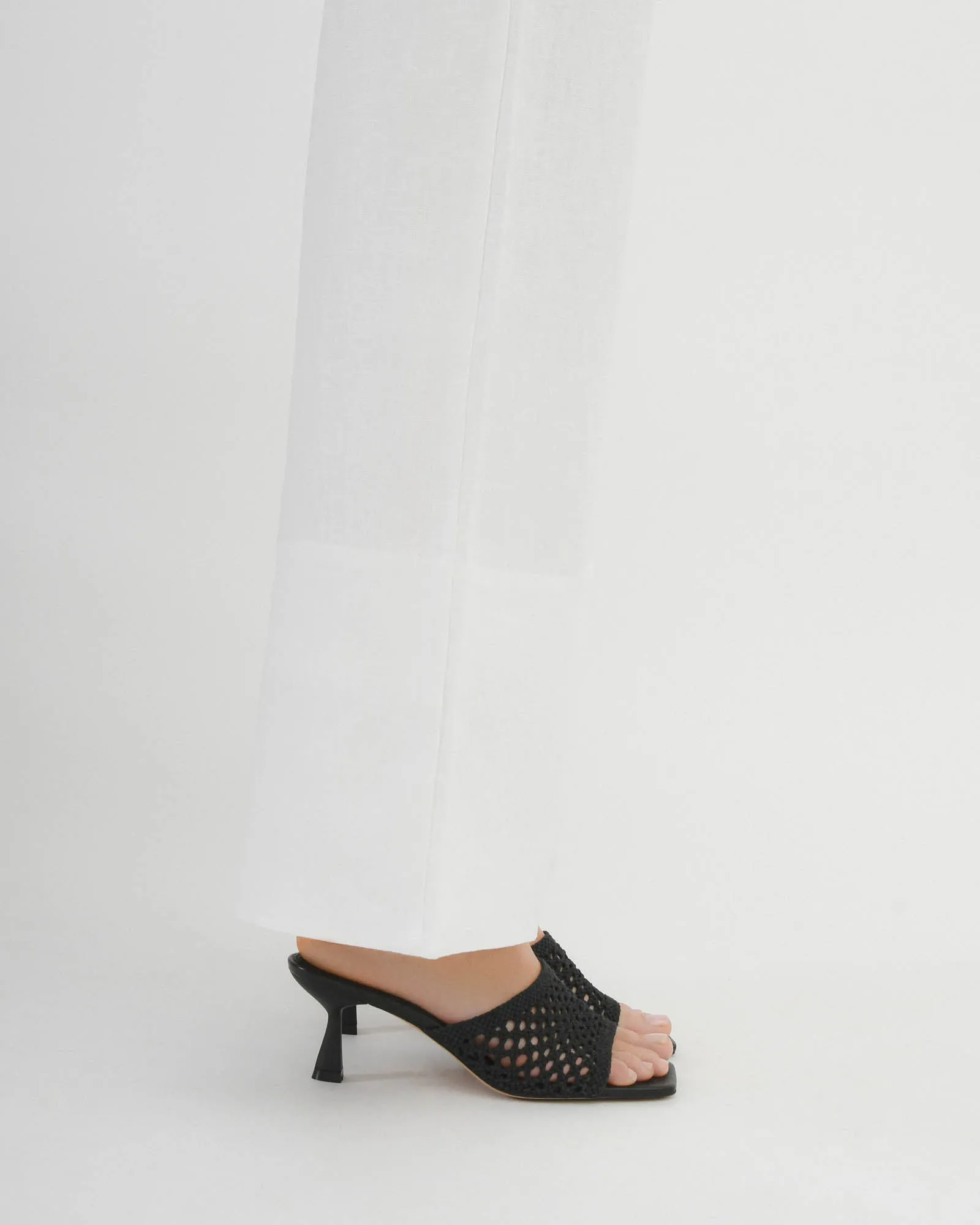 JORDYN MID HEEL SANDALS BLACK TEXTILE Jo Mercer
