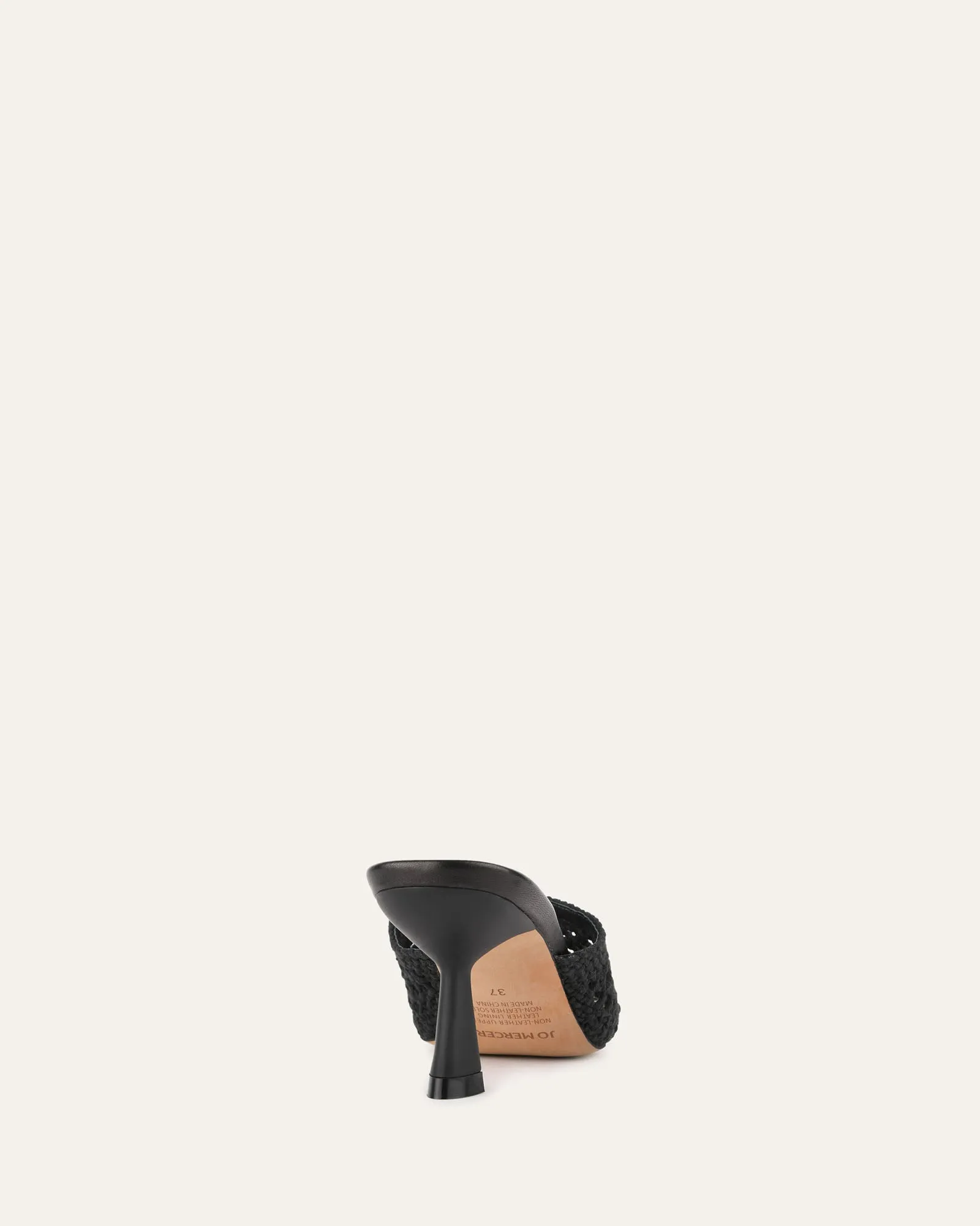 JORDYN MID HEEL SANDALS BLACK TEXTILE Jo Mercer