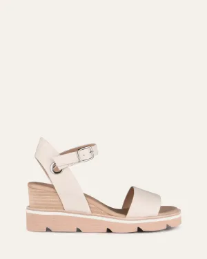 KATIE MID HEEL WEDGE SANDALS BONE LEATHER Jo Mercer