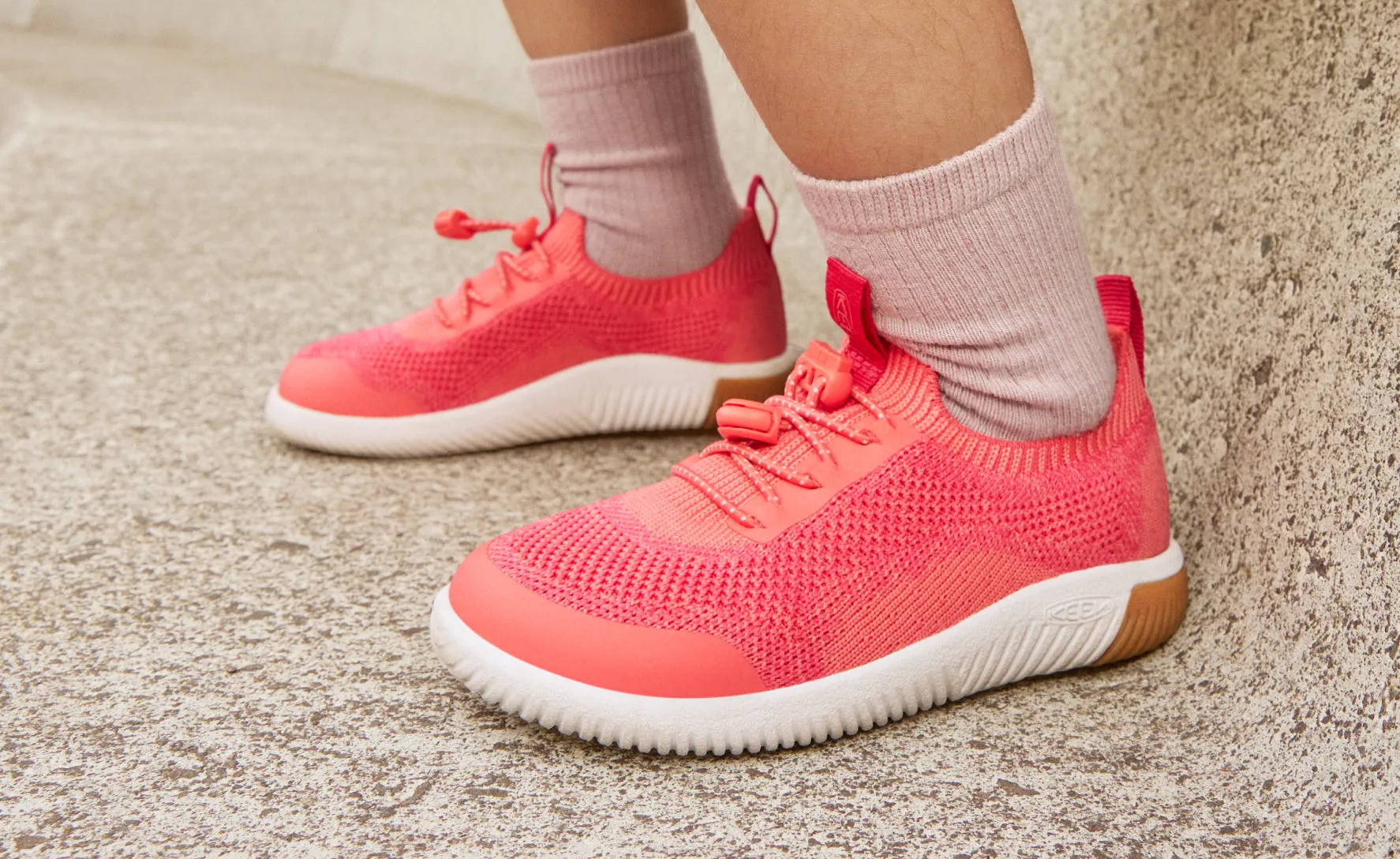 Keen Little Kids' KNX Knit Sneaker  |  Star White/Skyway