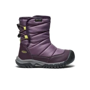 Keen Little Kids' Puffrider Waterproof Winter Boot  |  Black Plum/Daiquiri Green