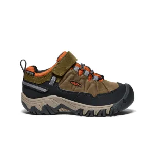 Keen Little Kids' Targhee IV Waterproof Hiking Shoe  |  Dark Olive/Gold Flame