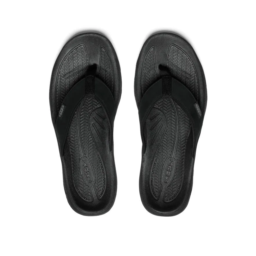 Keen Men's Kona Leather Flip-Flop  |  Black/Steel Grey