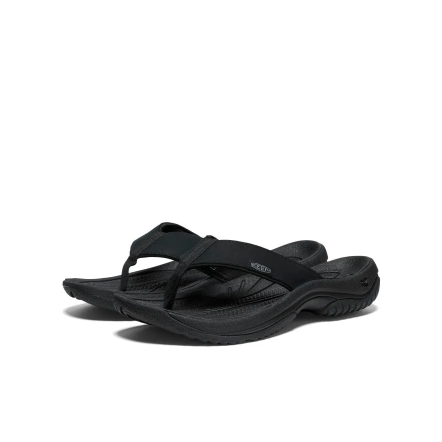 Keen Men's Kona Leather Flip-Flop  |  Black/Steel Grey