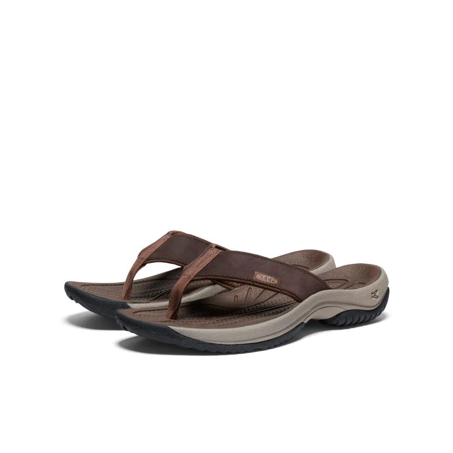 Keen Men's Kona Leather Flip-Flop  |  Java/Dark Earth