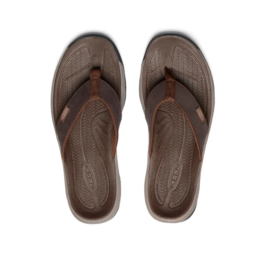 Keen Men's Kona Leather Flip-Flop  |  Java/Dark Earth