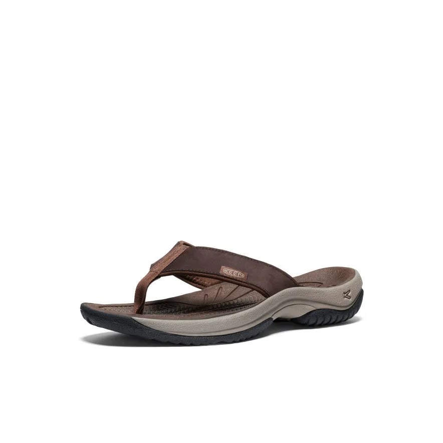 Keen Men's Kona Leather Flip-Flop  |  Java/Dark Earth