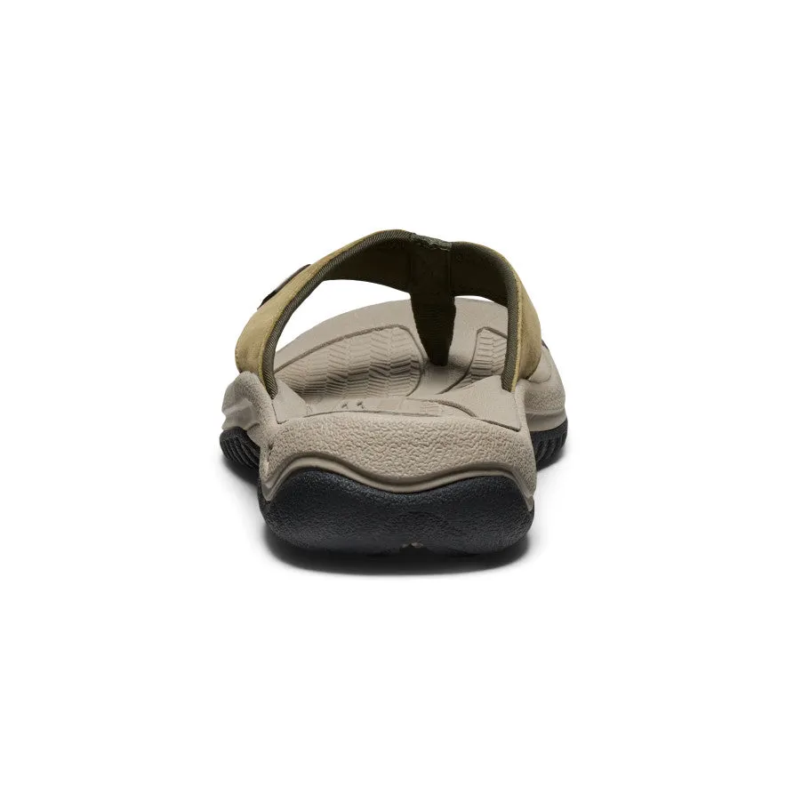 Keen Men's Kona Leather Flip-Flop  |  Martini Olive/Forest Night