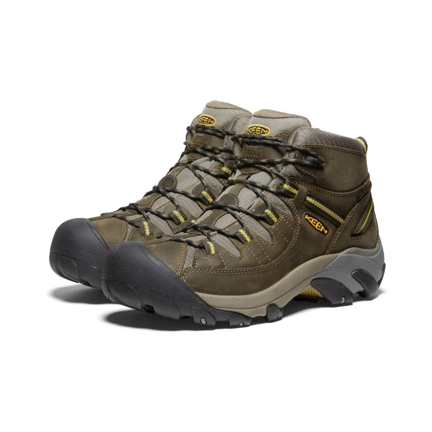 Keen Men's Targhee II Mid Waterproof Hiking Boots  |  Black Olive/Yellow