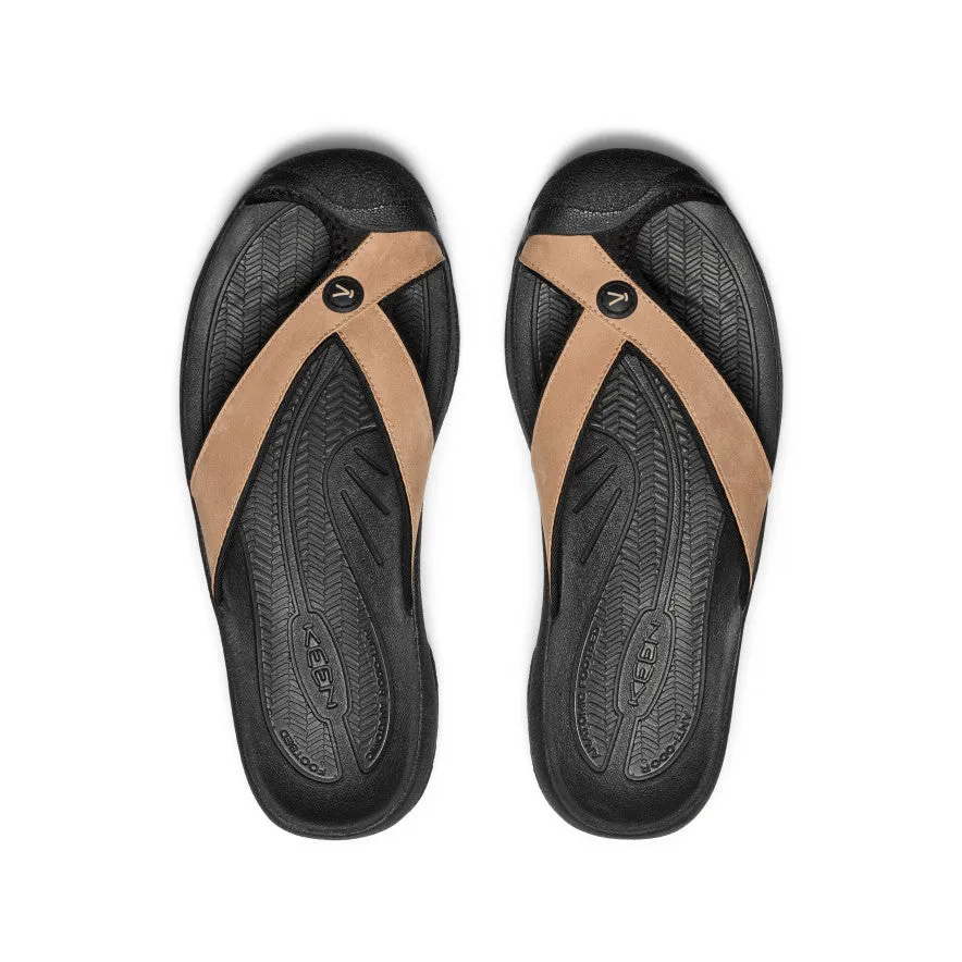 Keen Men's Waimea Leather Flip-Flop  |  Cornstalk/Black