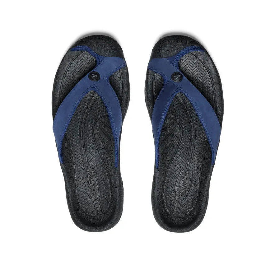 Keen Men's Waimea Leather Flip-Flop  |  Naval Academy/Black