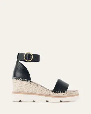 KELLY MID HEEL WEDGES BLACK WHITE Jo Mercer