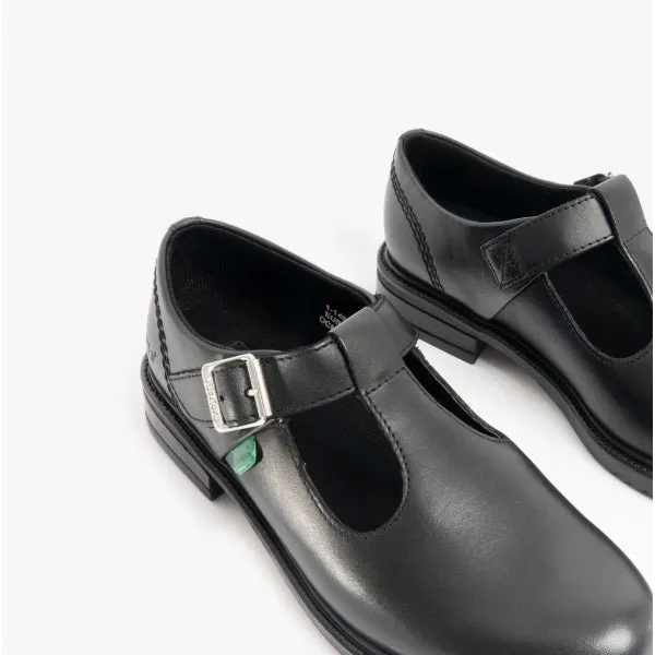 Kickers LACH T-BAR Girls Leather Shoes Black