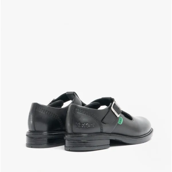 Kickers LACH T-BAR Girls Leather Shoes Black