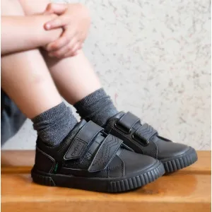 Kickers TOVNI TWIN FLEX Boys Leather School Shoes Black