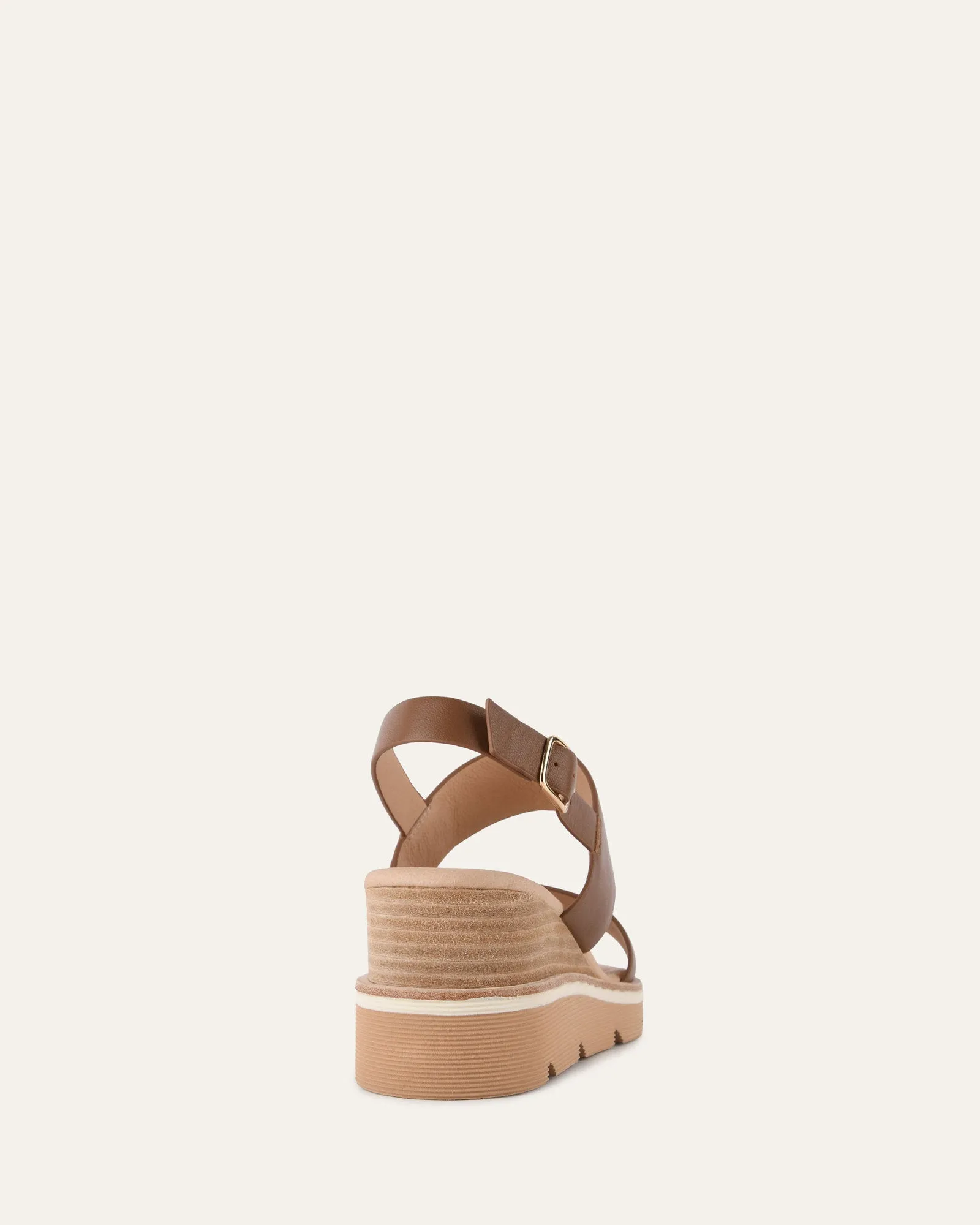 KINNEY WEDGE SANDAL DARK TAN LEATHER Jo Mercer