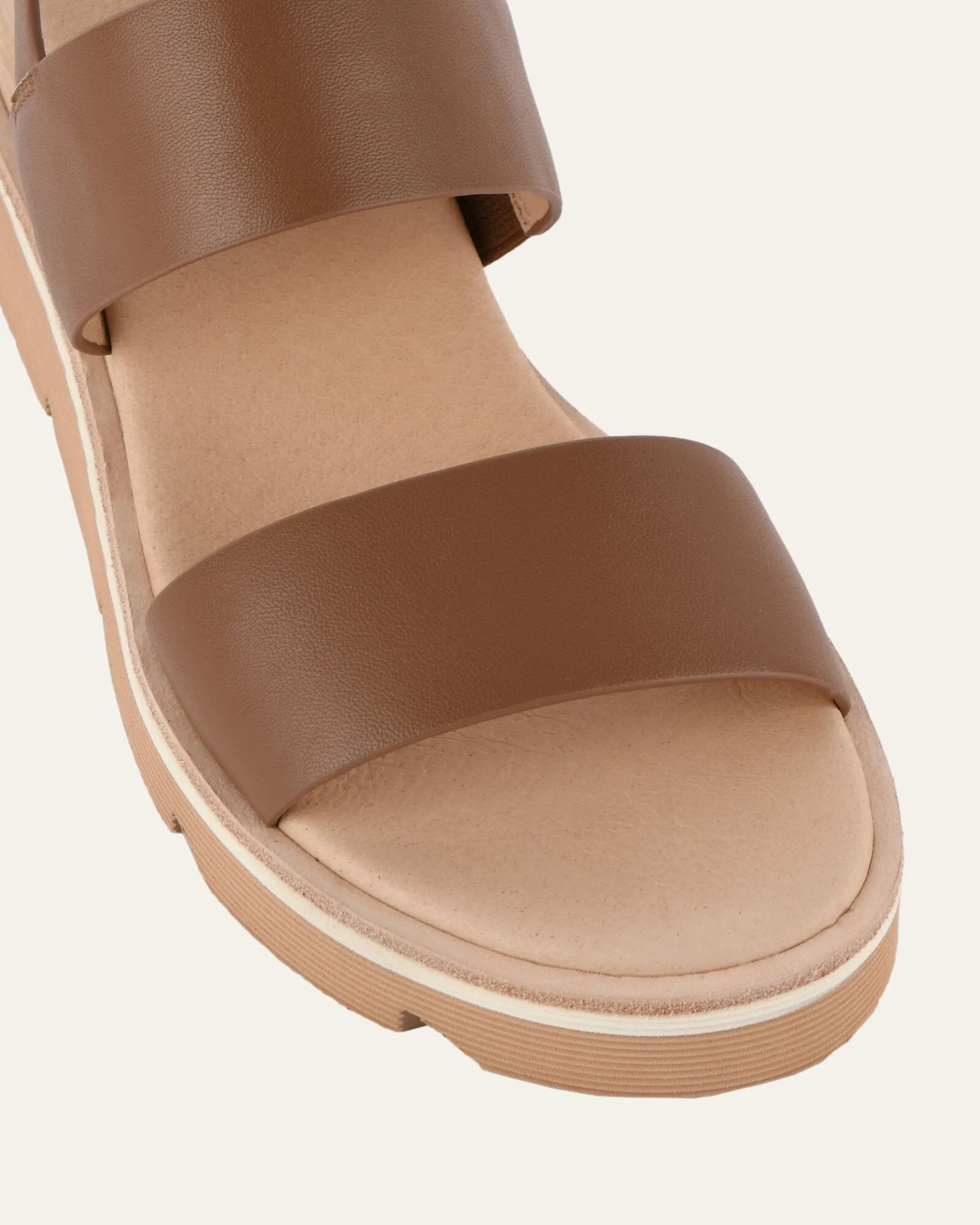 KINNEY WEDGE SANDAL DARK TAN LEATHER Jo Mercer