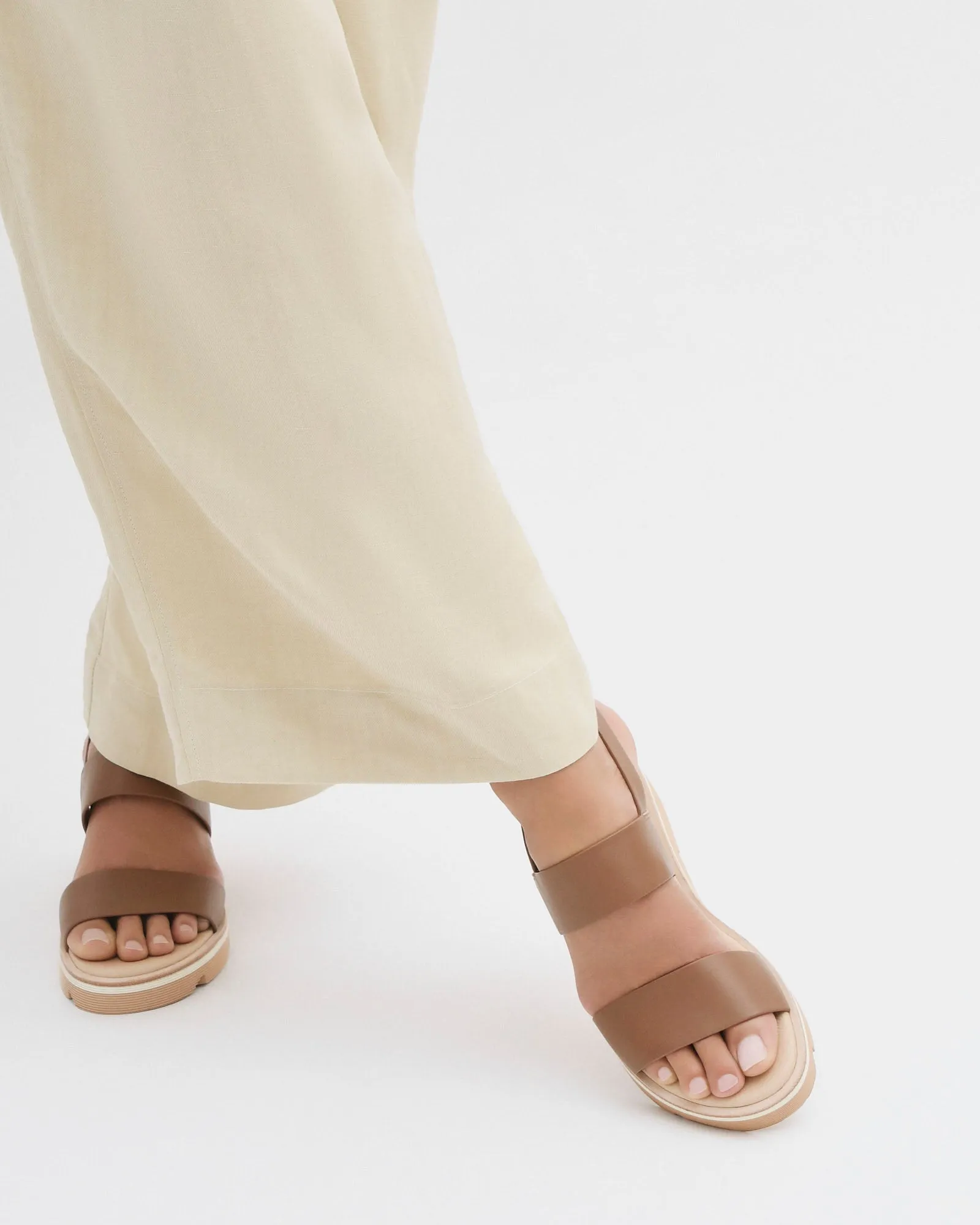KINNEY WEDGE SANDAL DARK TAN LEATHER Jo Mercer