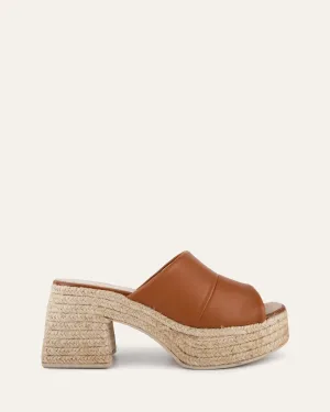 KRISTEN HIGH HEEL ESPADRILLE SANDALS TAN LEATHER Jo Mercer