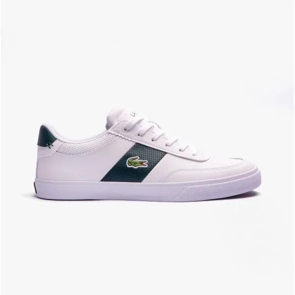 Lacoste COURT MASTER PRO Mens Leather Colour Block Trainers White/Dark Green