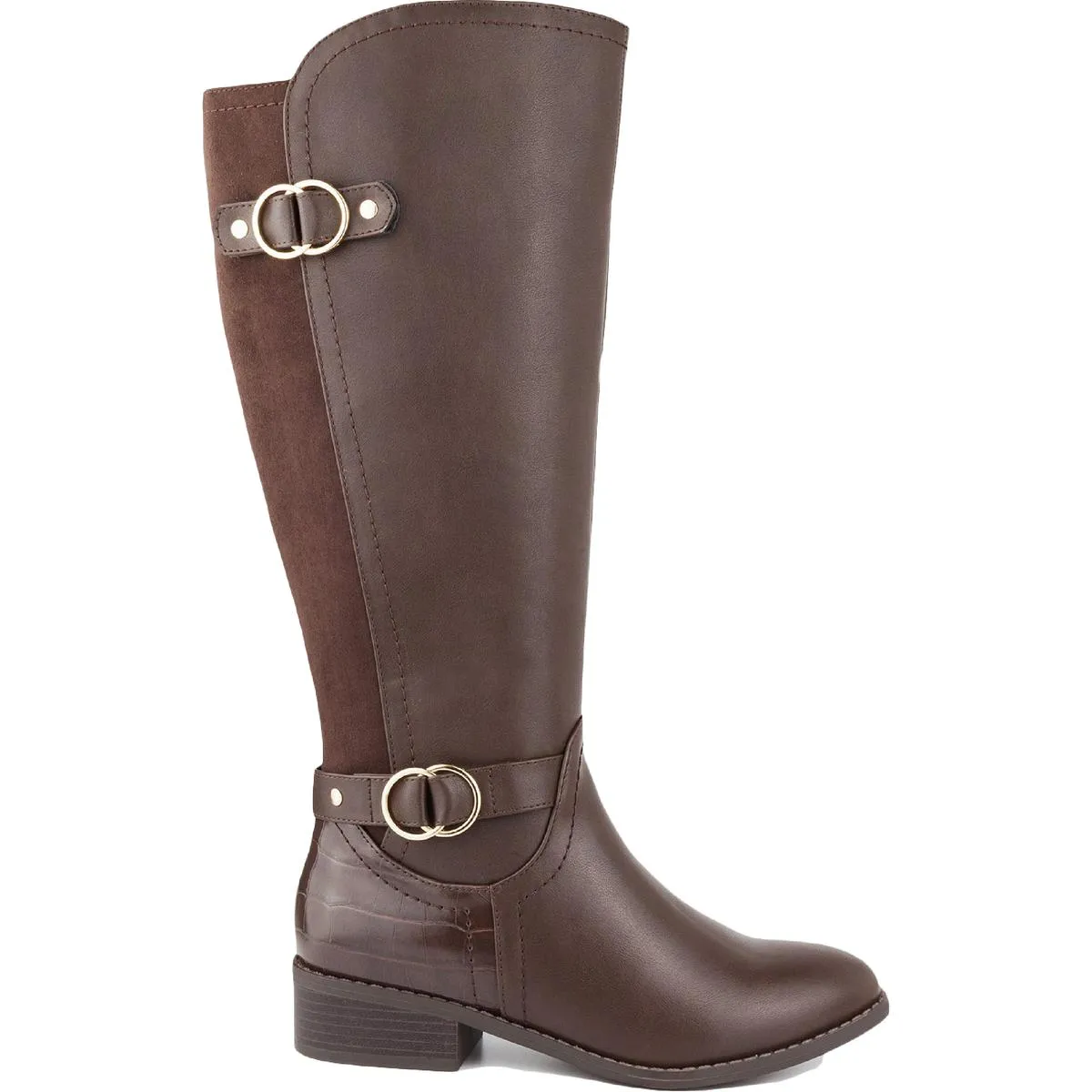 Leandraa Womens Faux Leather Knee-High Boots
