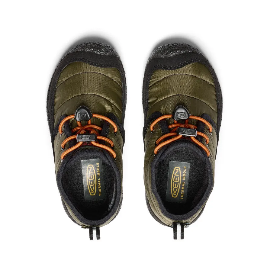 Little Kids' Howser II Waterproof Chukka  |  Dark Olive/Gold Flame KEEN