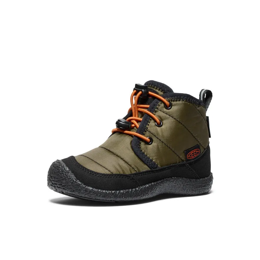 Little Kids' Howser II Waterproof Chukka  |  Dark Olive/Gold Flame KEEN