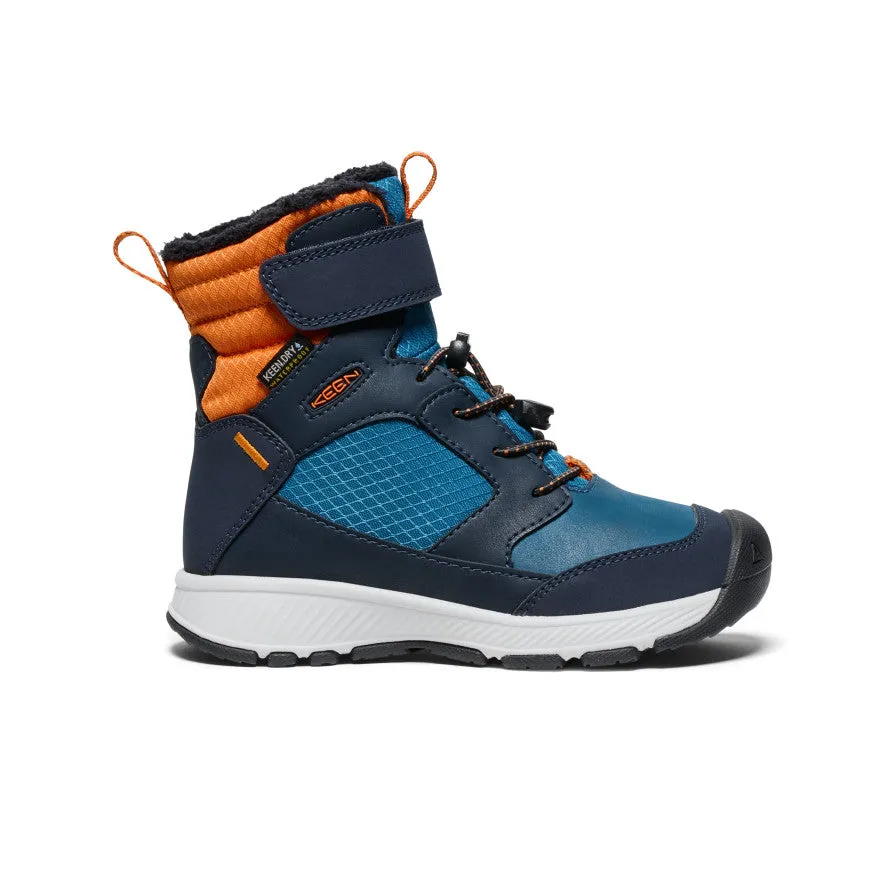 Little Kids' Skua Waterproof Winter Boot  |  Sky Captain/Gold Flame KEEN