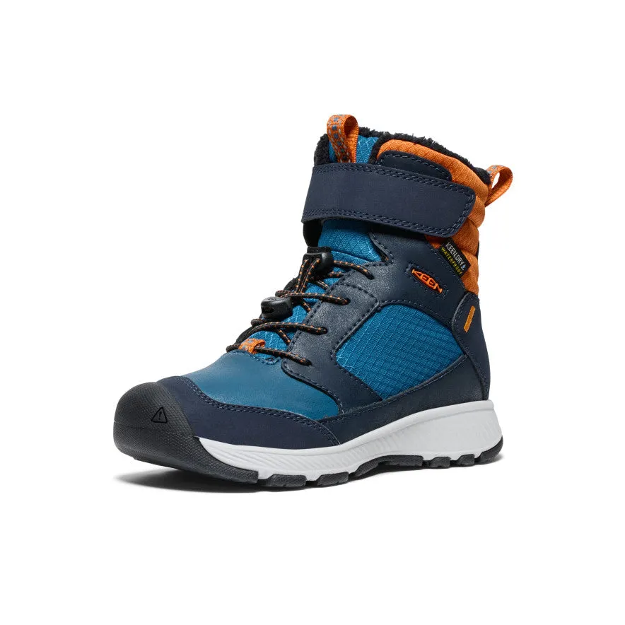 Little Kids' Skua Waterproof Winter Boot  |  Sky Captain/Gold Flame KEEN