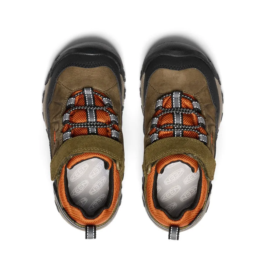 Little Kids' Targhee IV Waterproof Hiking Shoe  |  Dark Olive/Gold Flame KEEN
