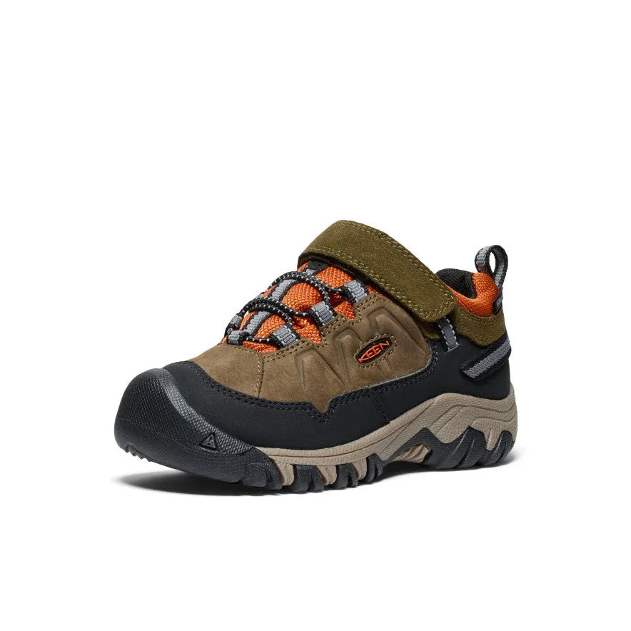Little Kids' Targhee IV Waterproof Hiking Shoe  |  Dark Olive/Gold Flame KEEN