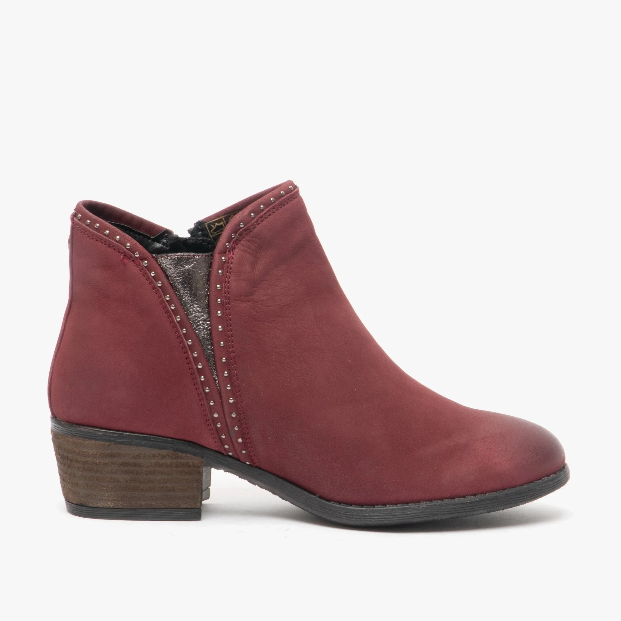 Lotus BENNY Womens Leather Ankle Boots Red/Pewter