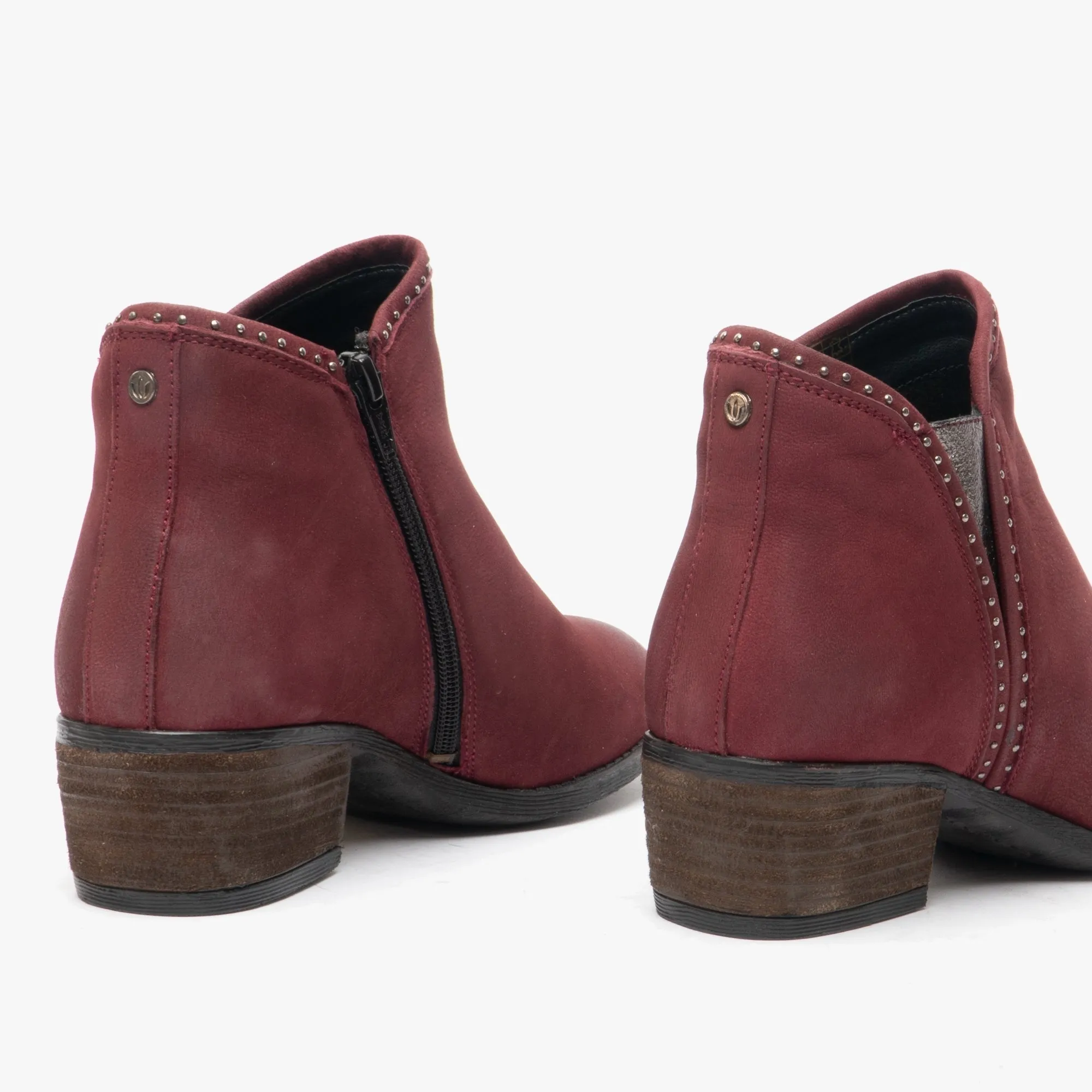 Lotus BENNY Womens Leather Ankle Boots Red/Pewter