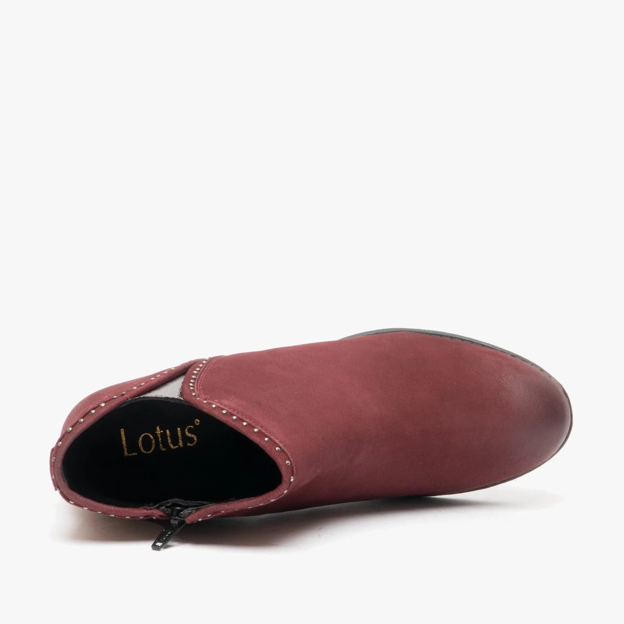 Lotus BENNY Womens Leather Ankle Boots Red/Pewter