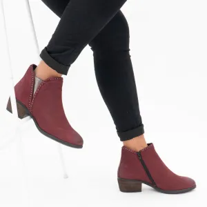 Lotus BENNY Womens Leather Ankle Boots Red/Pewter